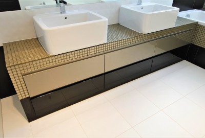 bathroom furniture - black and gold varnish