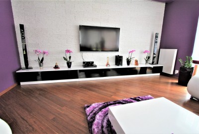 black varnished TV stand 